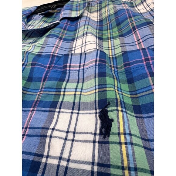 Polo Ralph Lauren Men's Size M Multicolor Plaid Short Sleeve Button-Up Shirt - Picture 6 of 11